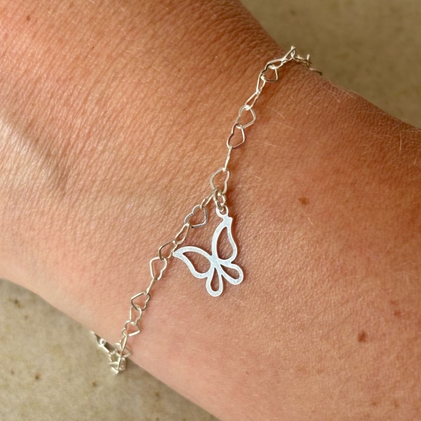 PULSEIRA PINGENTE BORBOLETA 19CM