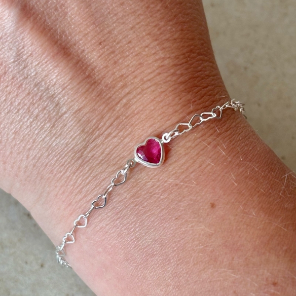 PULSEIRA ELOS CORAÇÕES PING. CORAÇÃO ROSA 18CM