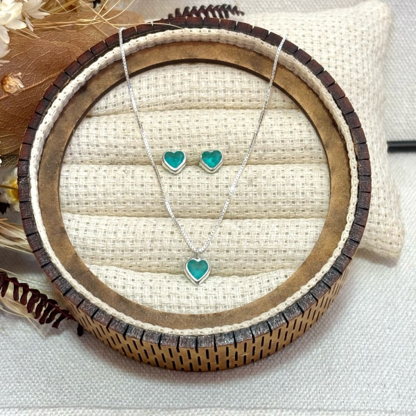 CONJUNTO CORAÇÃO EMBUTIDO 6MM VERDE MAR V12 45CM