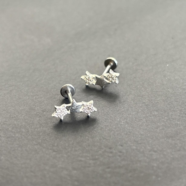 PIERCING 3 ESTRELAS BASE RETA