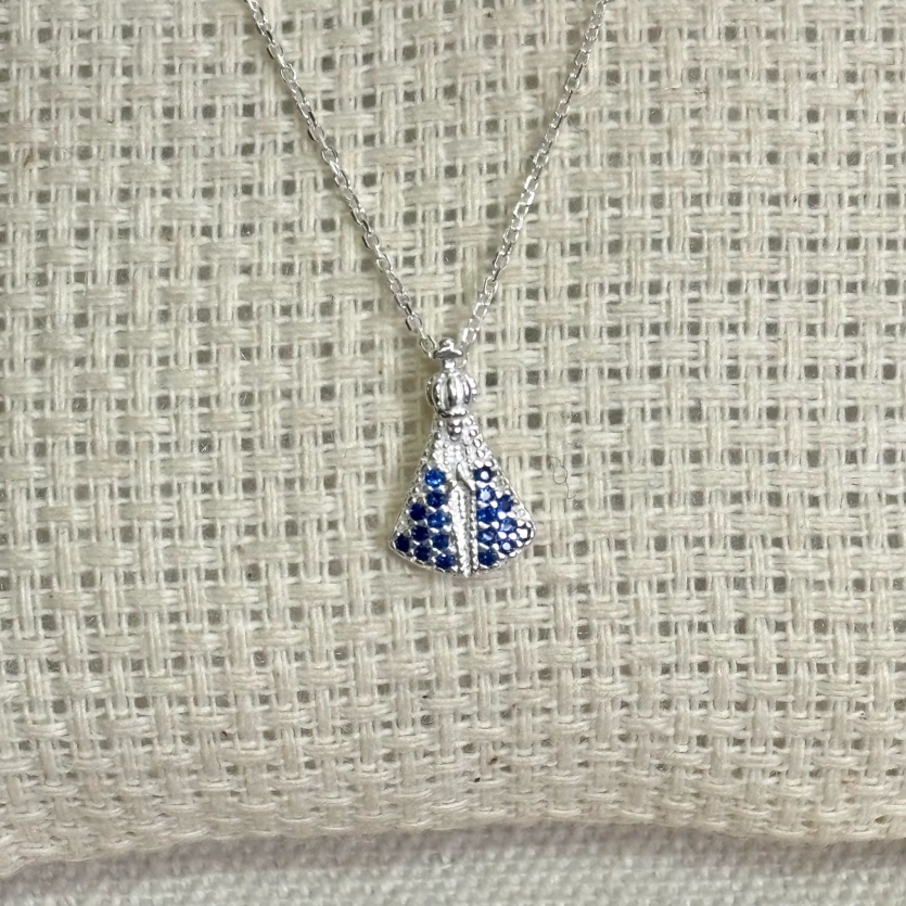 COLAR NOSSA SENHORA ZIR. AZUL 45CM
