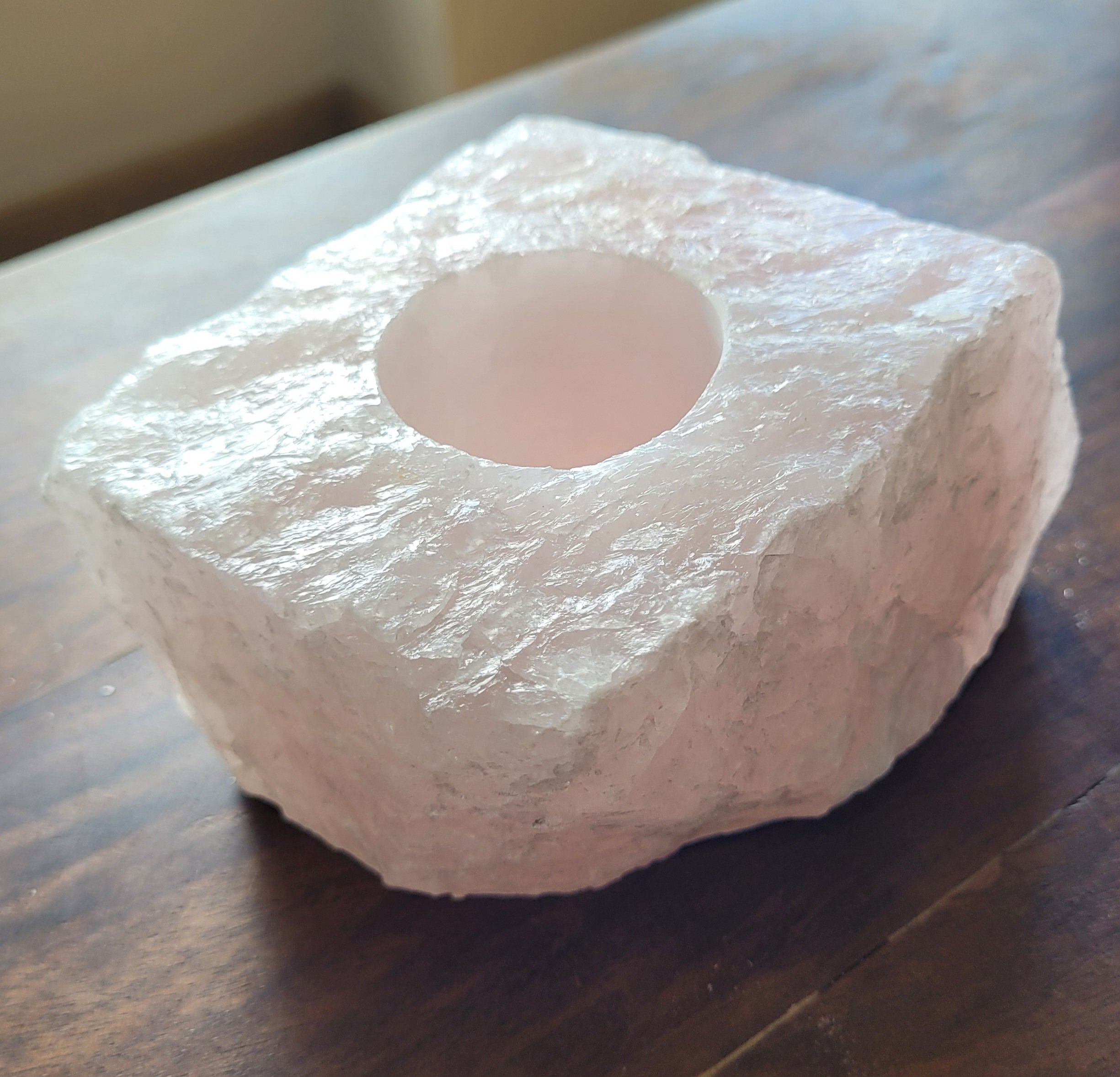 PORTA VELAS QUARTZO ROSA