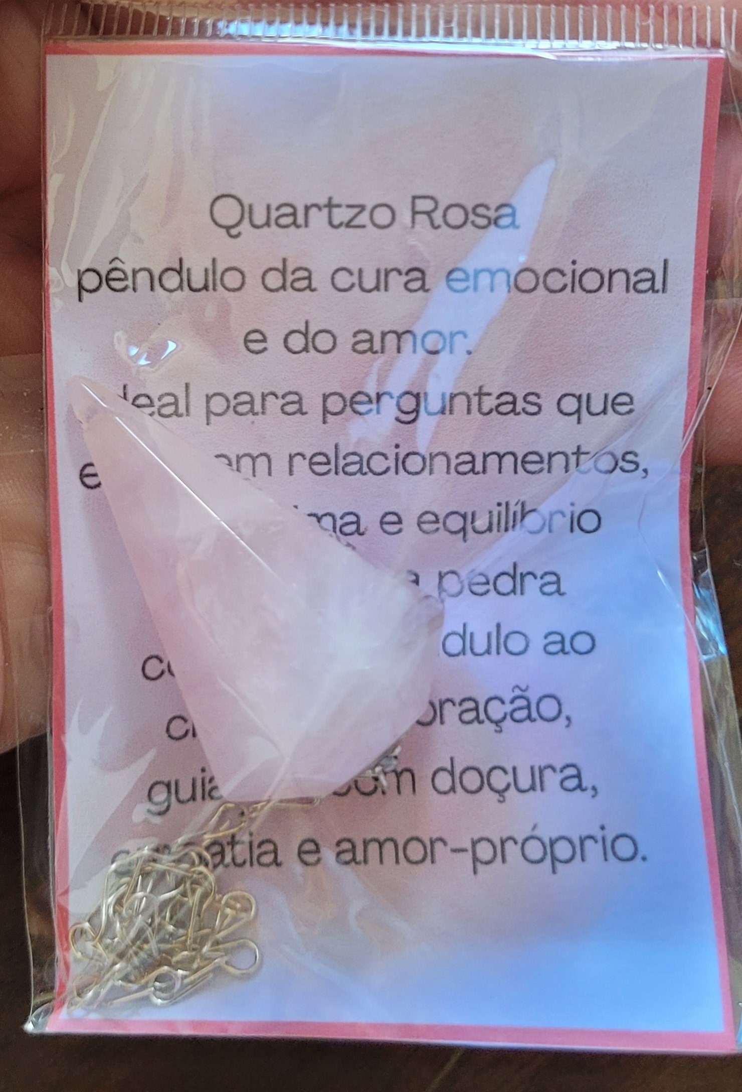 PÊNDULO CRISTAL NATURALQUARTZO ROSA